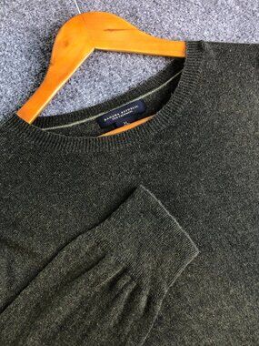 Banana Republic Sweater Mens XL Sage Green Silk Cashmere Crewneck Knit Office